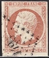 France #18, (1853) used, 3 margins, the 4th is just touching, F/VF, no faults