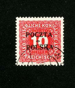 Poland Stamps # J2 jumbo rare used signed Scott Value $8,500.00