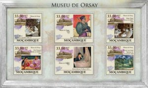 Mozambique - Impressionist Art Monet Degas - 6 Stamp Sheet  13A-419