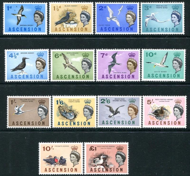 ASCENSION-1963 Birds Set to £1 Sg 70-83 LIGHTLY MOUNTED MINT V26123