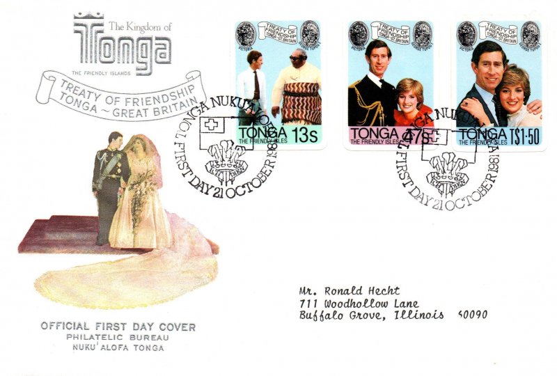 Tonga 485-487 Typed FDC