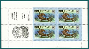 Tuvalu Stamps 1981 Hammerhead Shark, Typo Surcharge, Sheetlet MNH #150,SG157a