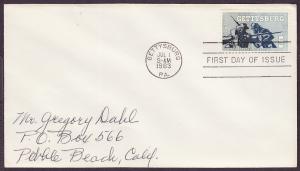 1180 Gettysburg uncacheted FDC
