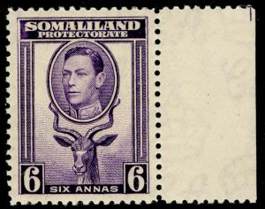 SOMALILAND PROTECTORATE SG110, 6a violet, NH MINT.