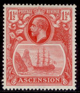 ASCENSION GV SG12a, 1½d rose-red, M MINT. Cat £170. BROKEN MAINMAST