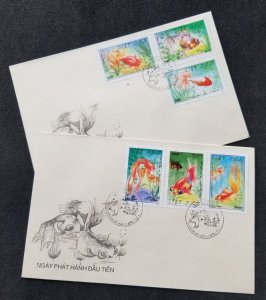 *FREE SHIP Vietnam Goldfish 1990 Gold Fish Pet Aquarium (FDC pair)