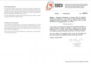 a0712  ANTICHI STATI: MODENA Sassone 15a su BUSTA CERTIFICATO 2nd giorno uso!!