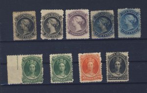 9x Nova Scotia M & U Stamps #8 -8 - 9 -10 -10 - 11-11- 12- 13 GuideValue=$195.00