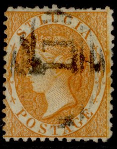 ST. LUCIA QV SG14b, 1s orange, FINE USED. Cat £32.