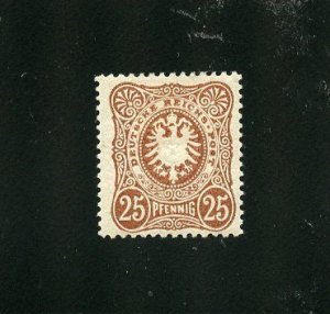 GERMANY SCOTT #33 25 pfg BROWN SMALL SHIELD F/VF MINT HINGED -SCOTT 500.00