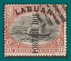 Labuan 1901 Postage Due, Malay Dhow, cancelled  #J6,SGD6b