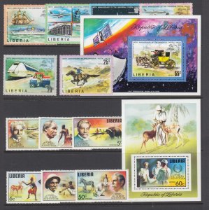 Liberia Sc 663/825 MNH. 1974-78 issues, 6 complete sets, fresh, bright, VF
