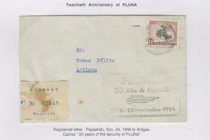 vtajm.O) 1956 URUGUAY, PLUNA-20 AÑOS DE SEGURIDAD , REGISTERED FROM PAYSANDU