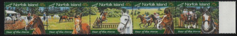 Norfolk Island 2003 MNH Sc 788 Year of the Horse Strip of 5
