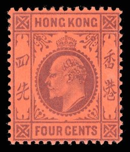 Hong Kong 1903 KEVII 4c purple/red superb MNH. SG 64. Sc 73.