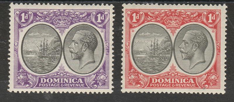 DOMINICA 1923 KGV SHIP 1D X 2