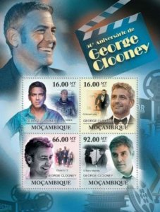 Mozambique - 2011 George Clooney - 4 Stamp  Sheet 13A-653