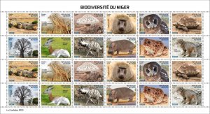 NIGER 2023 MONKEY BAOBAB HIPPOPOTAMUS GIRAFFE OWL TURTLE FROG MUSHROOM HYENA MNH-