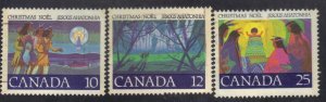 CANADA SC# 741-43 USED 10,12,25c 1977  CHRISTMAS SEE SCAN