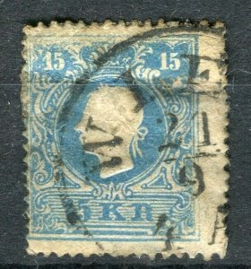 AUSTRIA; 1858 early classic F. Joseph issue fine used 15k. value, fair Postmark