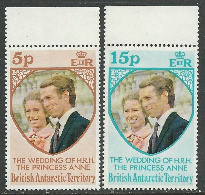 Br. Antarctic # 60-61 Princess Anne Wedding (2) Mint NH