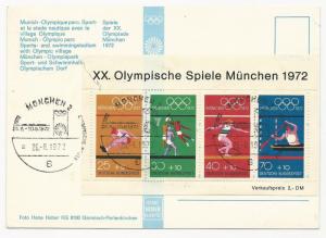 Germany Souvenir Sheet Scott #B490 on Post Card August 26, 1972 Monchen