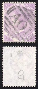 Jamaica SG12 6d Mauve Wmk CC Kingston Type G Pmk