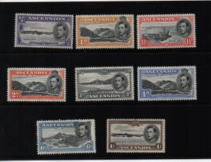 Ascension Islands King George VI perf 13, SG38d,39b,40b,41a,42b,42d,43a,44a MM