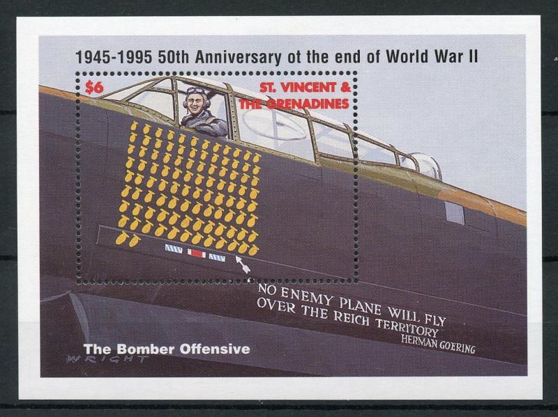 St Vincent & Grenadines 1995 MNH WWII WW2 VE Day 50th 1v S/S Aviation Stamps