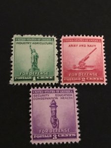 Scott# 899-901, 1940, 1,2 & 3 Cent, National Defense Stamps, MVLHOG