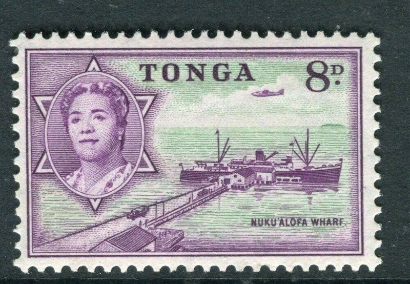 TONGA; 1953 early QEII issue fine Mint hinged 8d. value