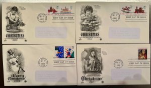 4 FDC's Christmas  1992-93 Art Craft