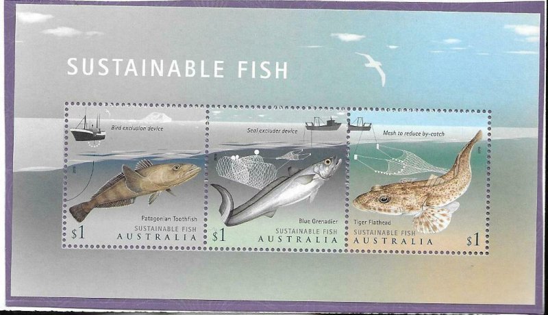 2019    AUSTRALIA  -  SUSTAINABLE FISH MINISHEET  -  MNH