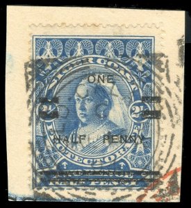 Niger Coast 1894 QV ½d on 2½d blue Position # 1 from setting of 8 VFU. SG 65.