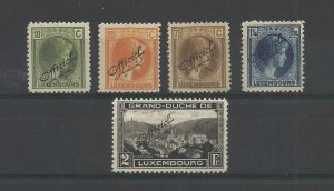 LUXEMBOURG 1922-1930 O/PRINT OFFICIAL LOT 5 STAMPS MNH
