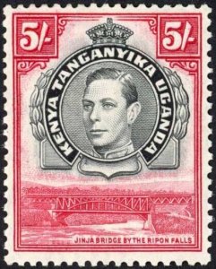 KUT 1938-54 SG 148 5s black and carmine P13.25 mint cat 170 pounds