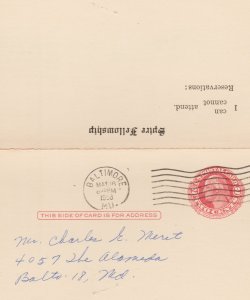 1958 US Stamps Baltimore First Presbyterian Church Postal Card U