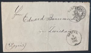 1881 Russia Postal Stationery Cover To Zwickau Germany