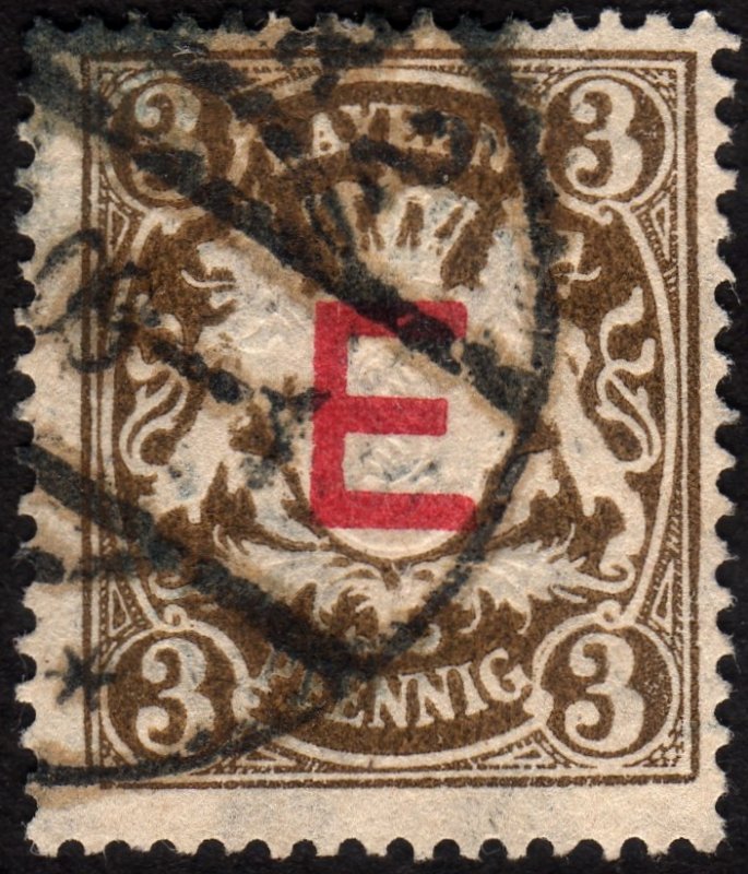 1908, Germany Bavaria, 3pfg, Used, Sc O1