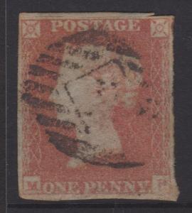 Great Britain 1841 QV 1d Red Brown Sc#3 Imperf Used MP