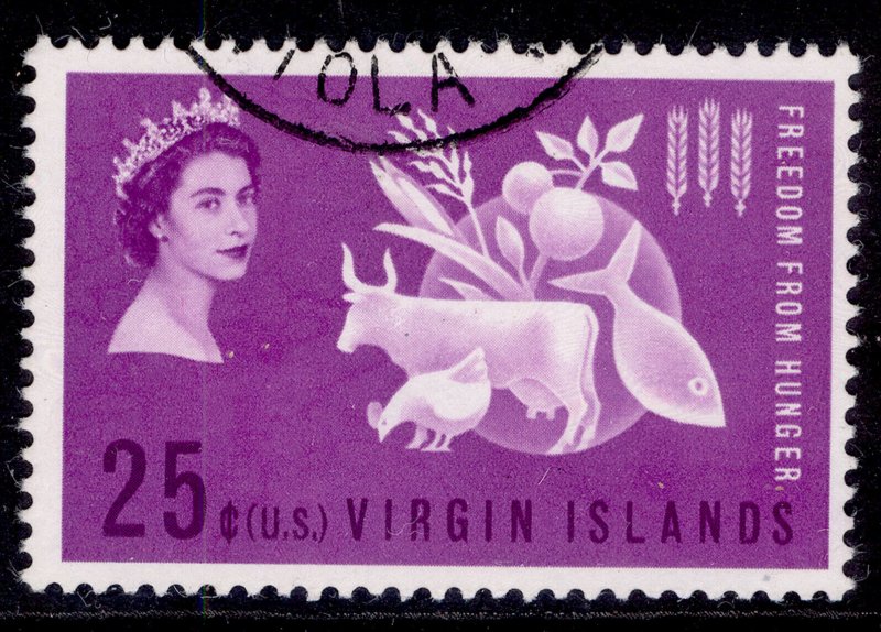 BRITISH VIRGIN ISLANDS QEII SG177, 1964 10c William Shakespeare, FINE USED.