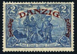 Germany; Danzig, 1920, 2m Gray Blue