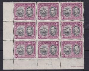 GRENADA  1938 - 50  S G 159  6D BLACK & PURPLE BLOCK OF 9    M / N /  H    