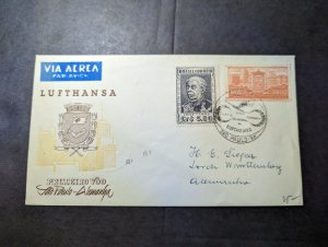 1953 Brazil Airmail First Flight Cover FFC Sao Paulo to Lorch Germany Lufthansa