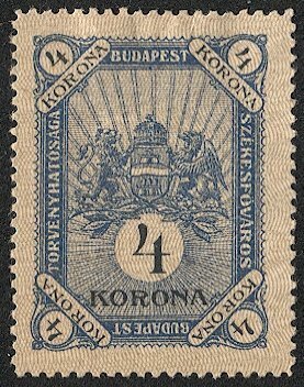 HUNGARY 1904 Budapest Municipal Revenue, Bft #10 Unused VF, 4kr