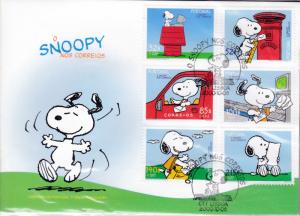 Portugal 2000 Snoopy Set complete (6) on Colorful First Day Cover