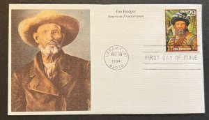 OLD WEST JIM BRIDGER #2869c OCT 18 1994 LARAMIE WY FIRST DAY COVER BX3-1