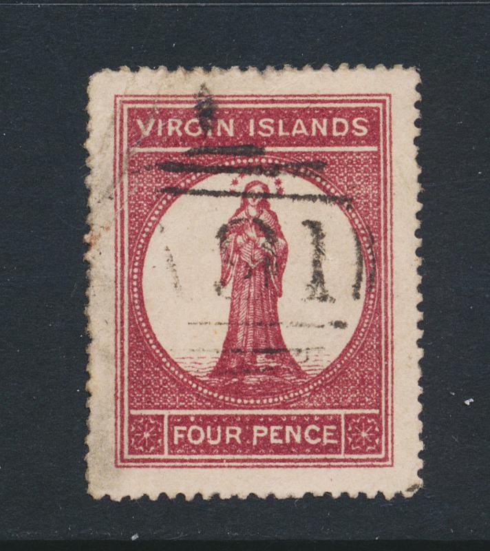 BRITISH VIRGIN IS 1867, 4d VF USED SG#15 (SEE BELOW)