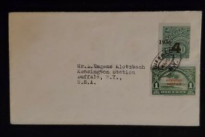 1936 Liberia to Buffalo NY Official Service Red Overprint Buffalo Cancel Cover