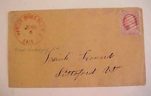 US  #11 NEW HAMPSHIRE   WEST SWANZEV COVER   RED CANCEL